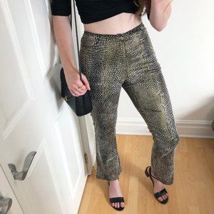 Vintage Parisian High Waisted Green Flare Pants